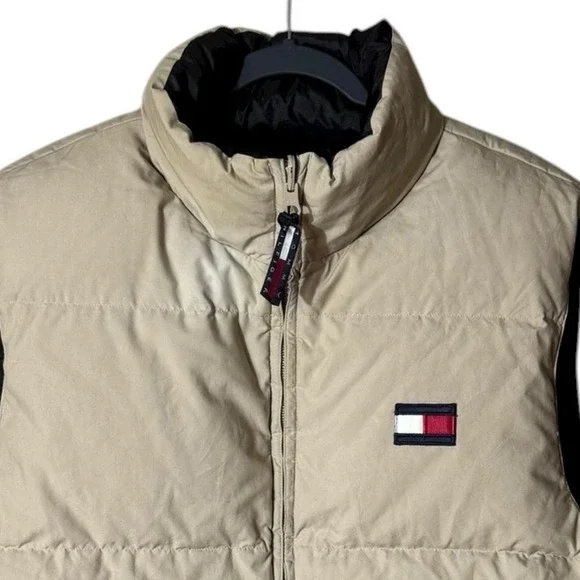 Tommy Hilfiger Reversible Down Puffer Jacket Vest Large Streetwear Y2K 90 Preppy - Picture 2 of 8